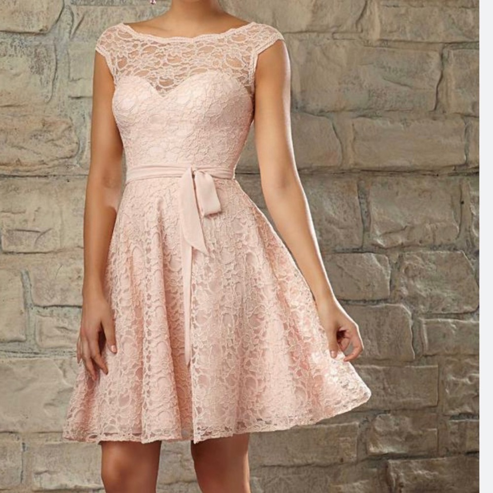 MoriLee By Madeline Gardner Pink Lace Sleeveless Dress Women's Size 10